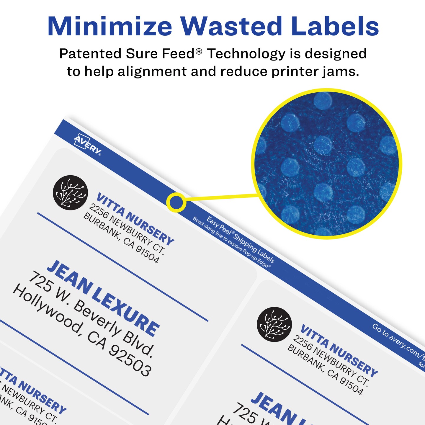 Avery Printable Shipping Labels with Sure Feed, 3-1/3" x 4", Matte Clear, 60 Blank Mailing Labels (18664)