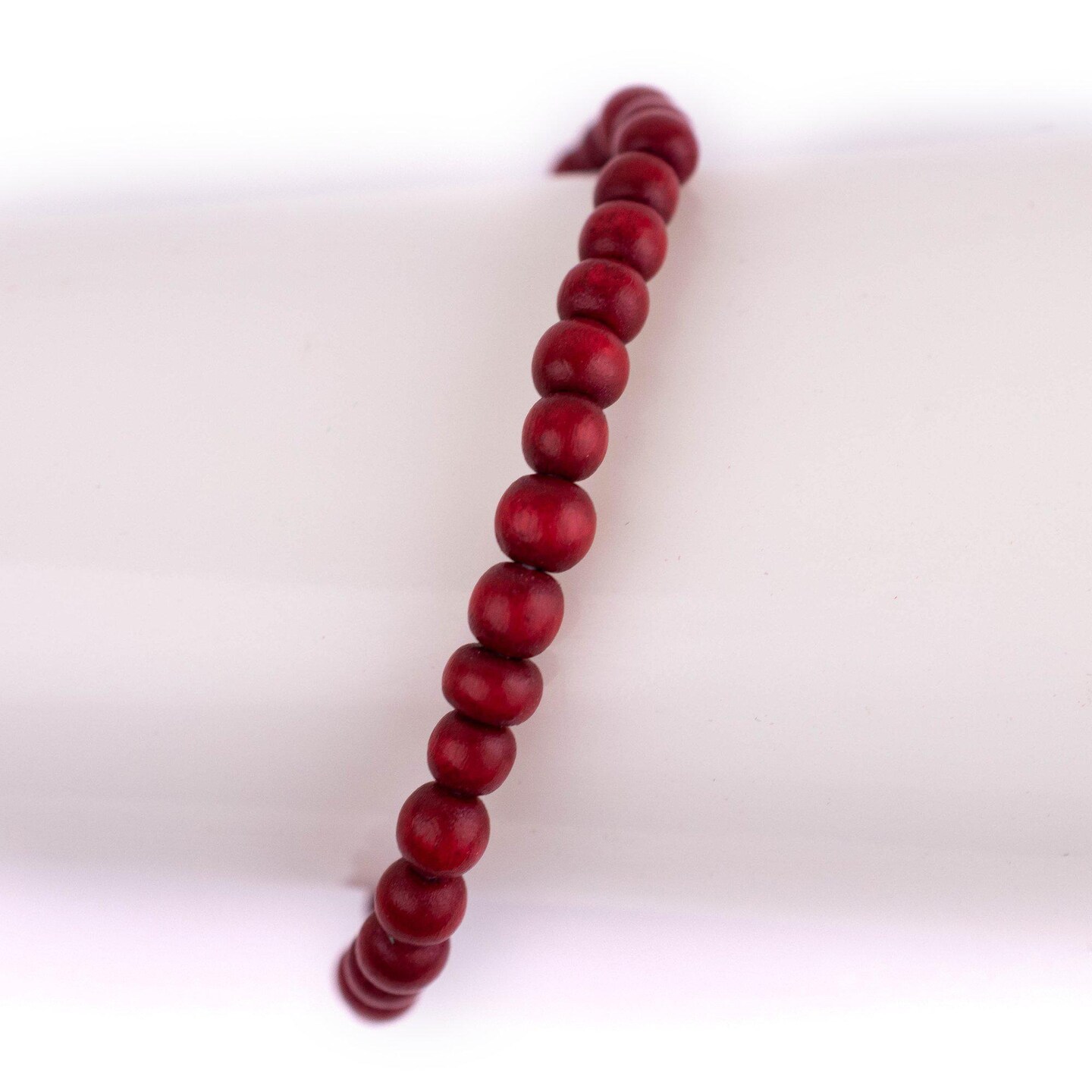 The Bead Chest Wood Stretch Bracelet, Red - Stackable Beaded Jewelry, Unisex for Men &#x26; Women