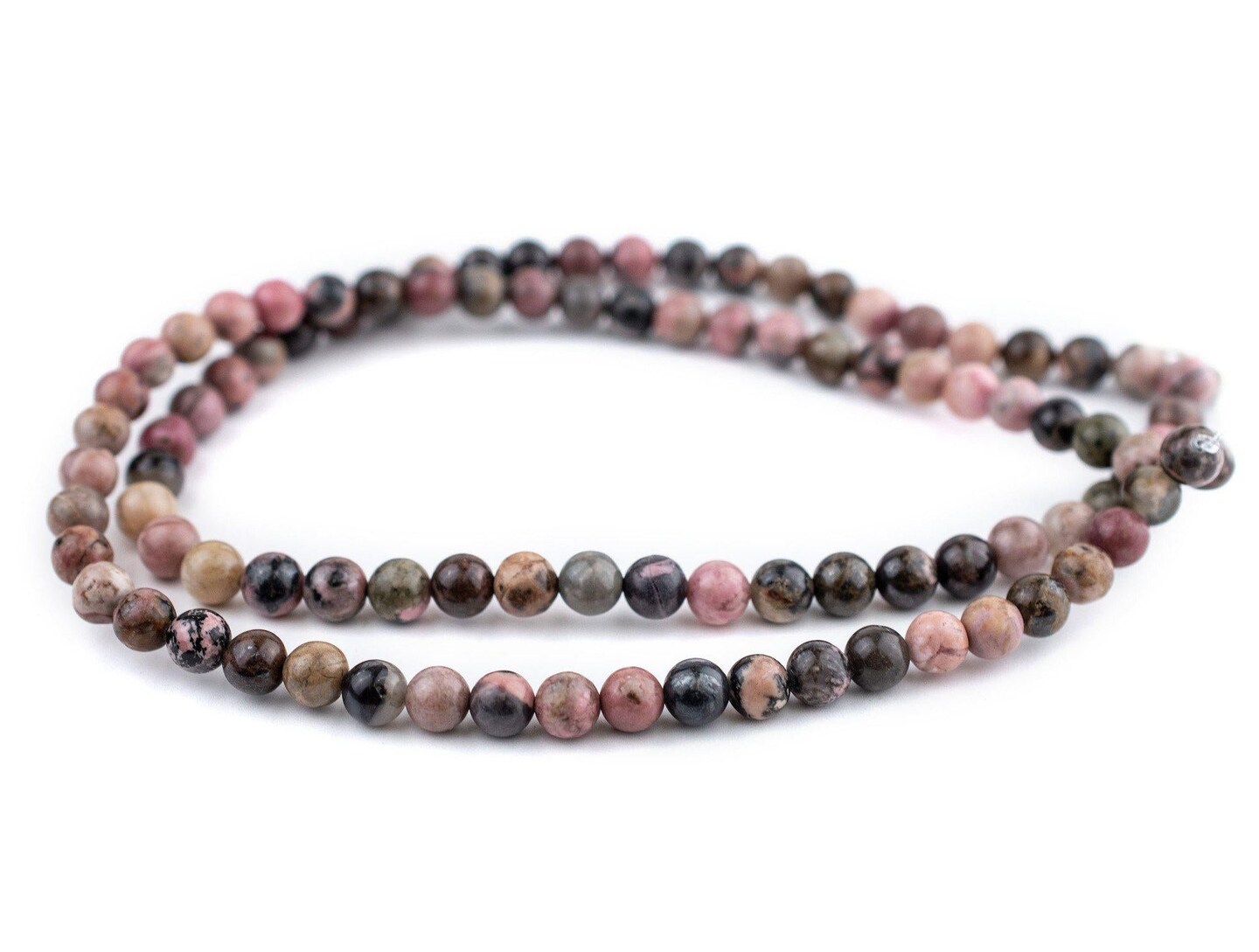 The Bead Chest Round Rhodonite Beads (8mm): Organic Gemstone Round Spherical Energy Stone Healing Power Crystal for Jewelry Bracelet Mala Necklace Making