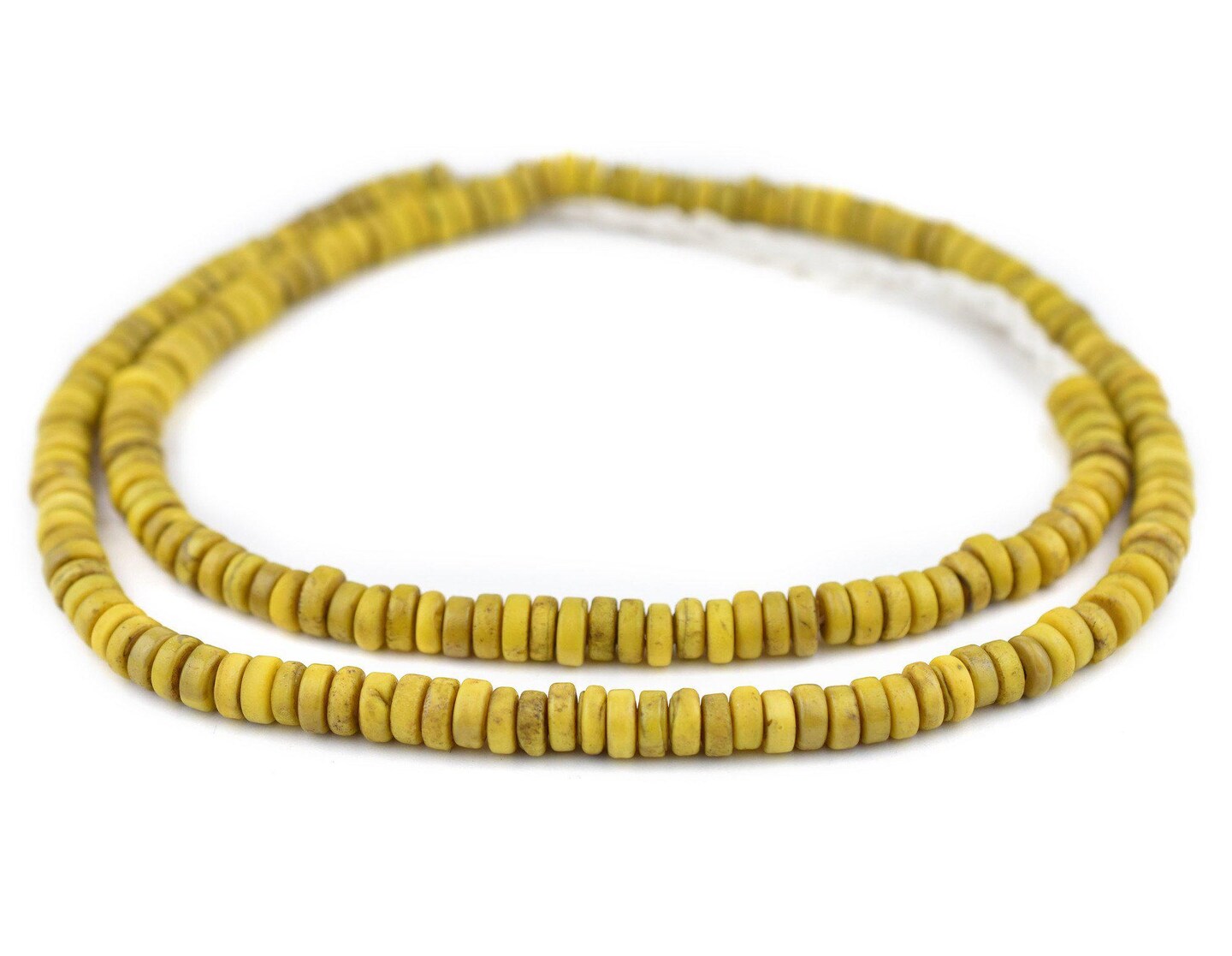 The Bead Chest Vintage-Style Yellow Java Glass Button Beads (8mm)