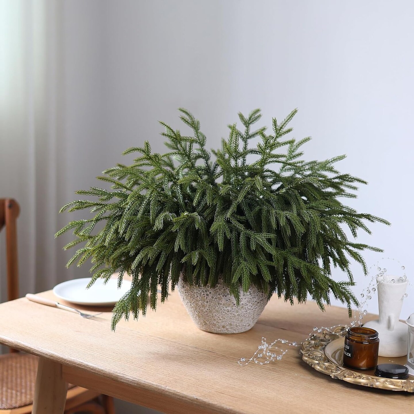 16 Pcs 18 Inch Real Touch Artificial Norfolk Pine Branches (Green) 0.78"D x 7.8"W x 18"H