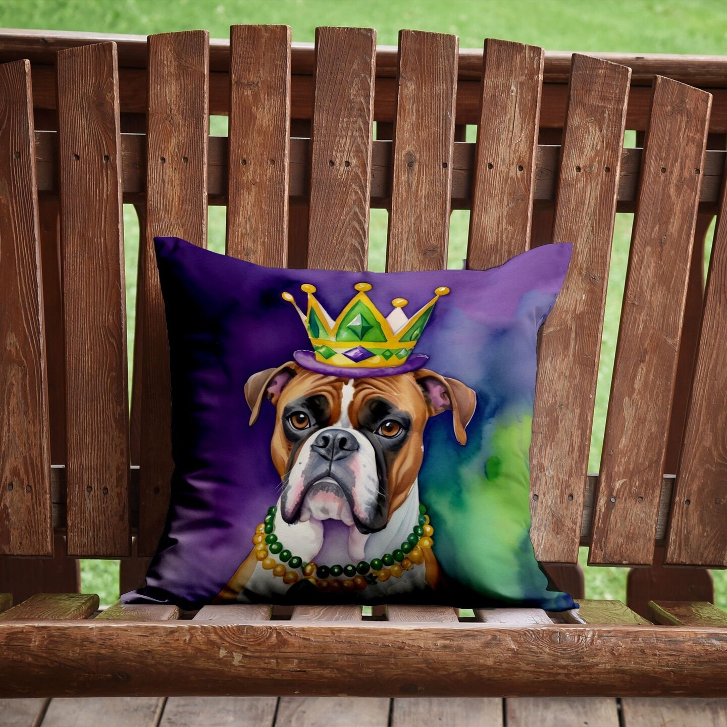 Edge Collections - 14" X 14" - Multicolor - Boxer King of Gras Mardi - 1 Piece