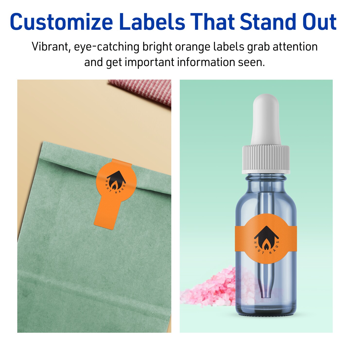Avery Bright Orange Paper Labels, 1.5&#x22; x 3.5&#x22; Wraparound