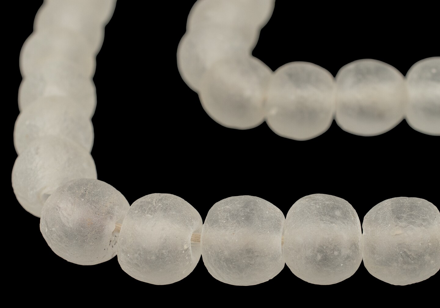 The Bead Chest African Recycled Glass Beads – Handmade in Ghana – Clear 18mm Strand for Jewelry Making, Crafts, and Home Decor I Approximately 35 Beads