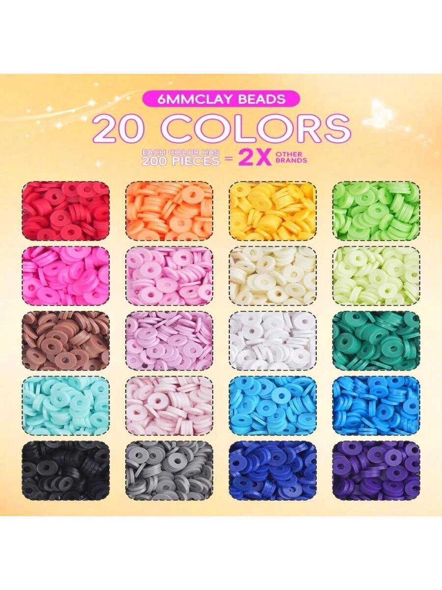Clay Beads Bracelet Making Kit, 5000 Pcs Friendship Bracelet Kits Flat Beads For Jewelry Making
