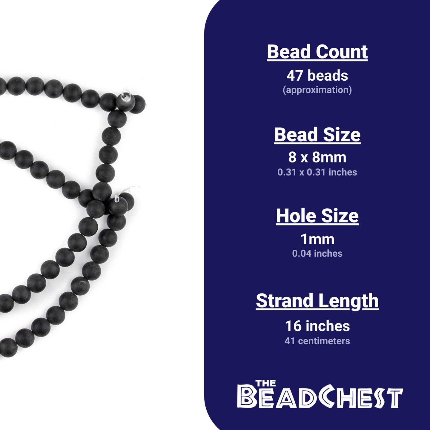 The Bead Chest Matte Round Black Onyx Beads (8mm): Organic Gemstone Round Spherical Energy Stone Healing Power Crystal for Jewelry Bracelet Mala Necklace Making