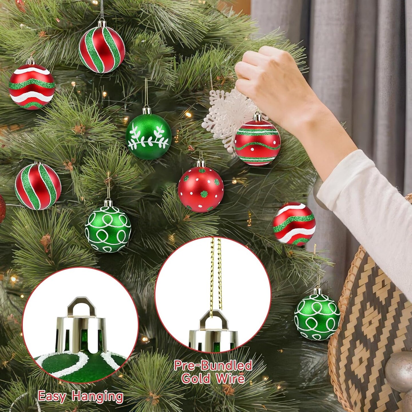 30 Pcs 2.4 Inch Shatterproof Plastic Christmas Balls Sets