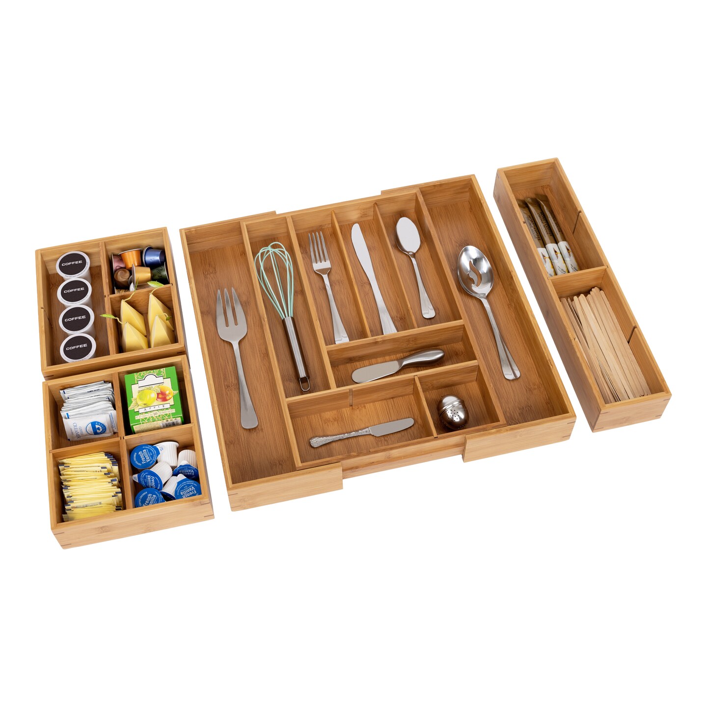 Seville Classics 4 Piece Bamboo Expandable Drawer Organizer