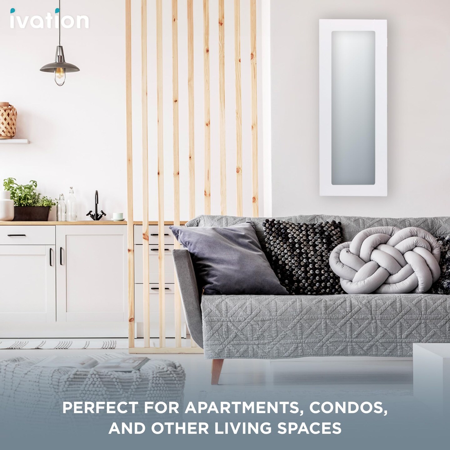 Ivation Foldable Ironing Board Cabinet, Wall-Mount With Mirror