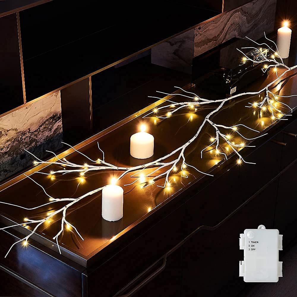 Birch Garland Lights 6FT 48 LED Battery Operated (Birch) 6 x 1 x 0.06 inches