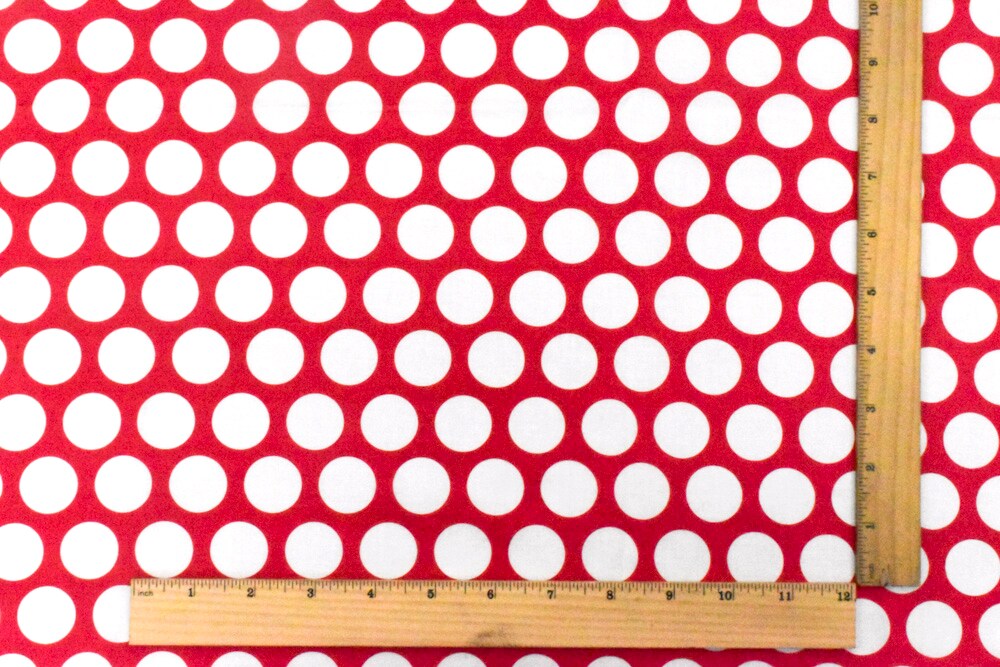 Lipstick Pink-Ivory Dot Printed Cotton Lawn Woven Fabric By the Yard