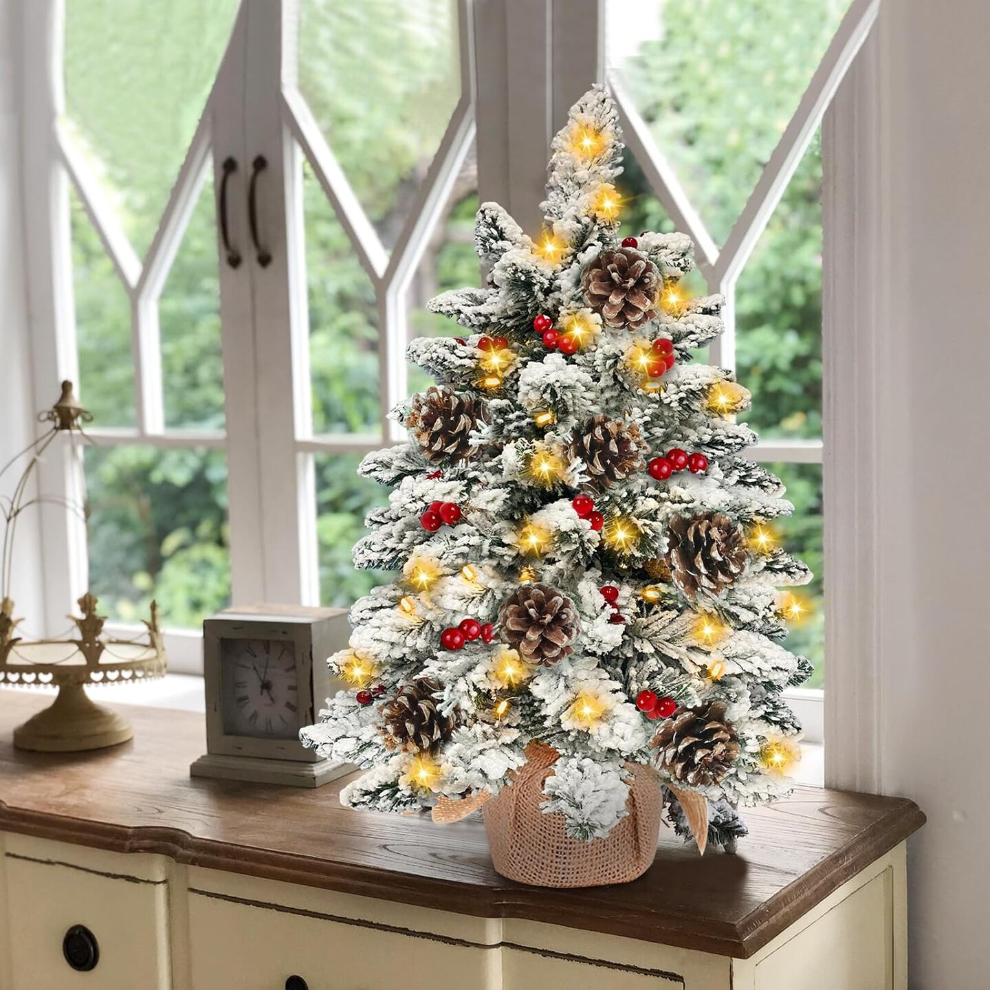 2Ft Mini Tabletop Christmas Tree Battery Operated (Tabletop Christmas Tree) 16&#x22;D x 16&#x22;W x 24&#x22;H