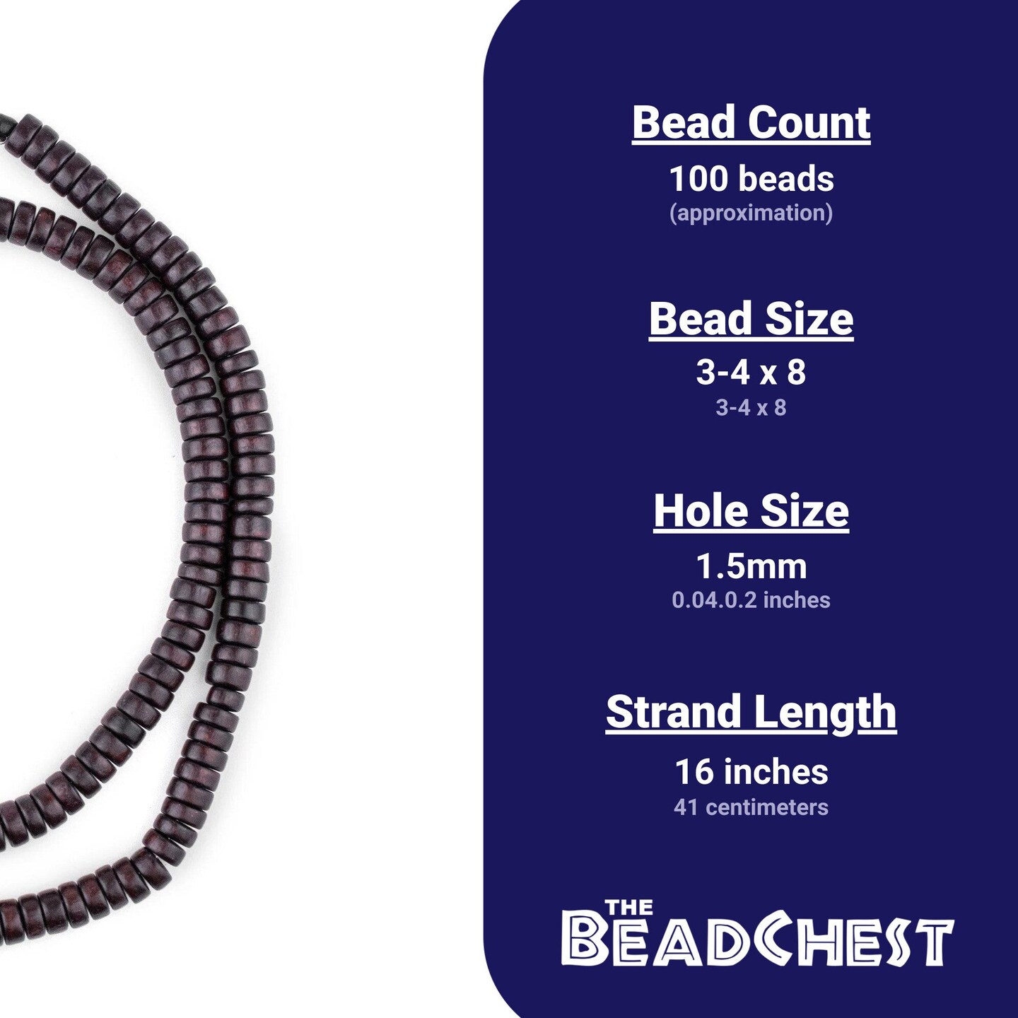 The Bead Chest Dark Brown Disk Natural Wood Beads (4x8mm): Organic Eco-Friendly Wooden Bead Strand for DIY Jewelry, Crafts, Necklace and Bracelet Making