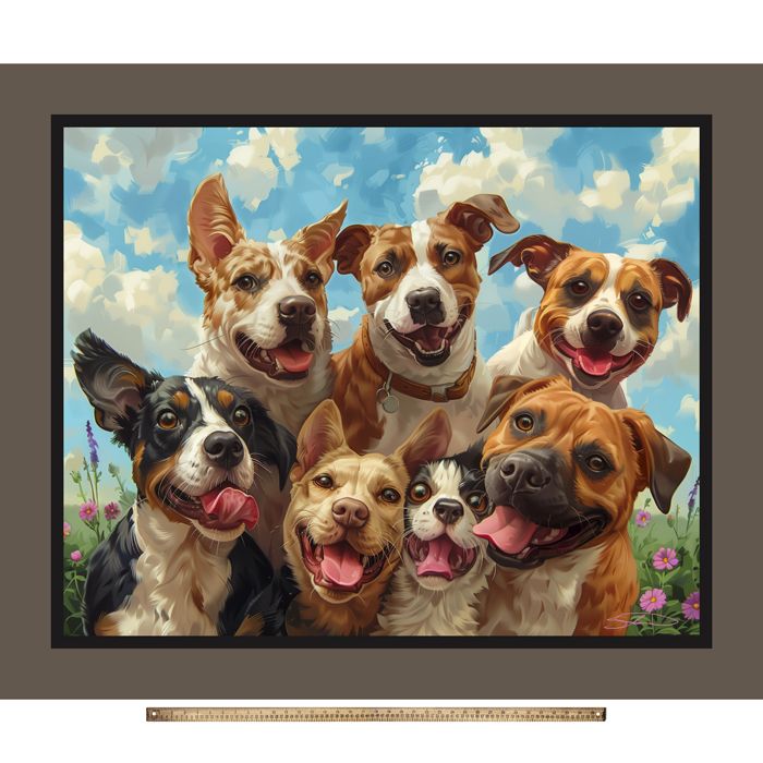 Dogs Take Selfie Silky Premium Fleece No-Sew Throw Fleece Fabric Kit (50x60)