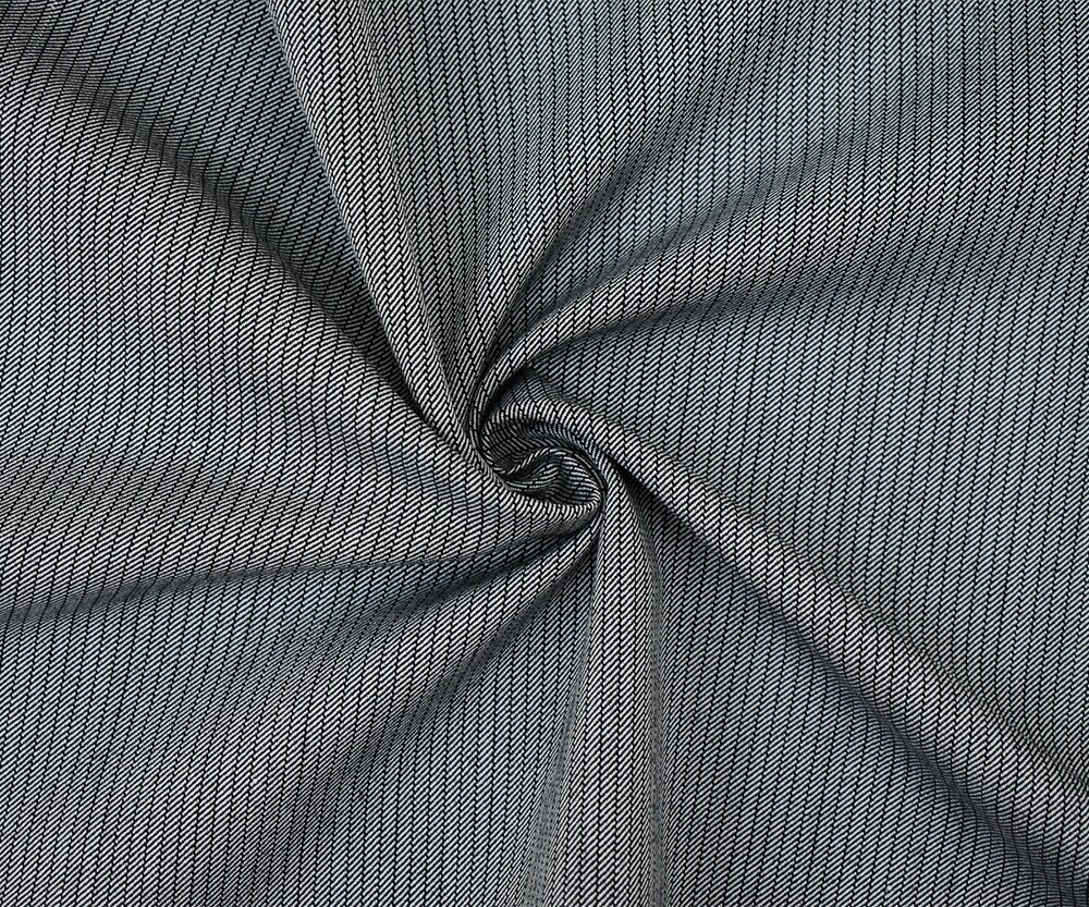 Black-White Polyester Wool Blend Striped Twill Woven Suiting Fabric By the Yard