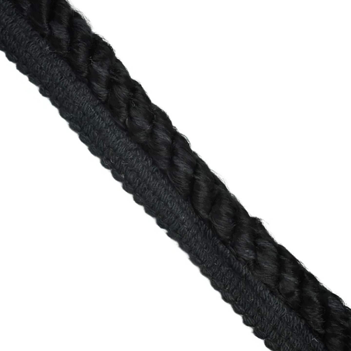 1 Yard Black Twisted Cord on Tape Decorative DIY Trim for Home Furnishings 9mm Width