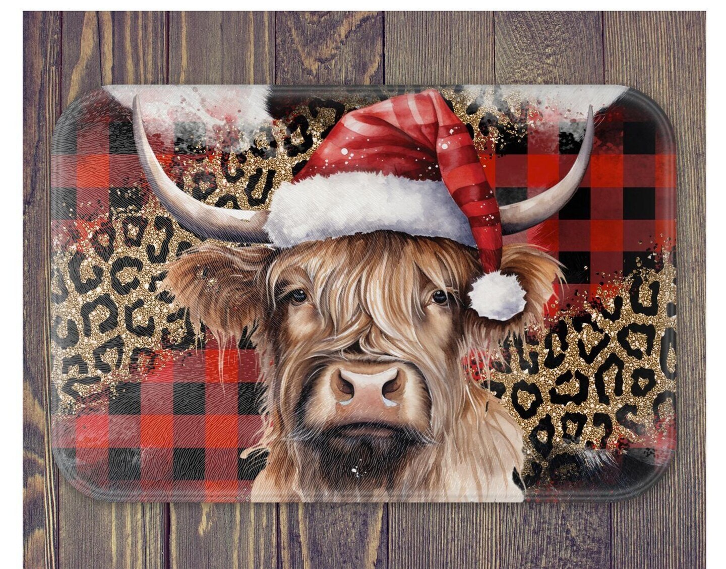Christmas Highland Cow Glass Cutting Board,Cow Lovers Gift, Tempered Glass,  Kitchen Decor MakerPlace by Michaels