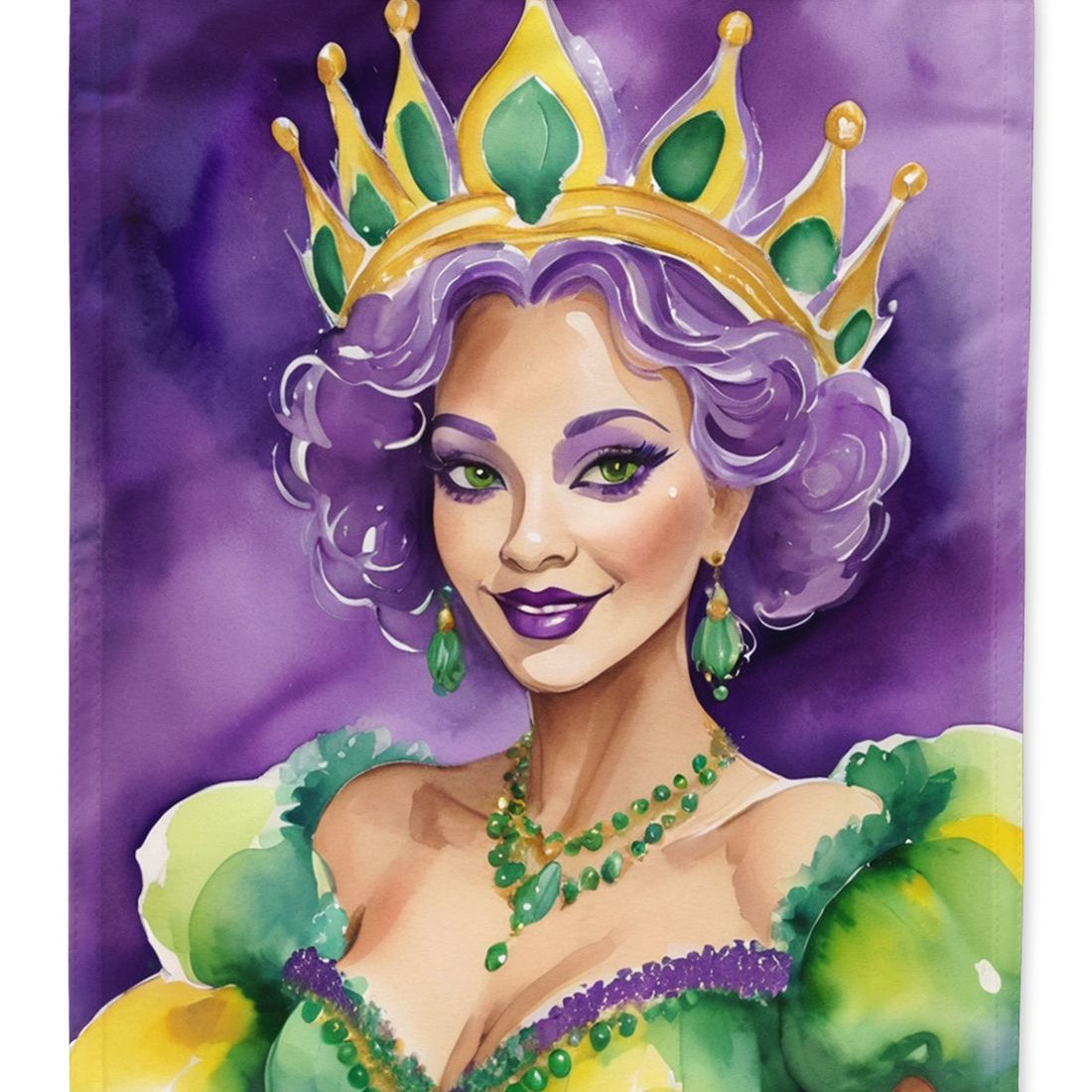 Edge Collections - 28" X 40" - Multicolor - Queen of Mardi Gras Large Outdoor Decorative Flag - 1 Piece