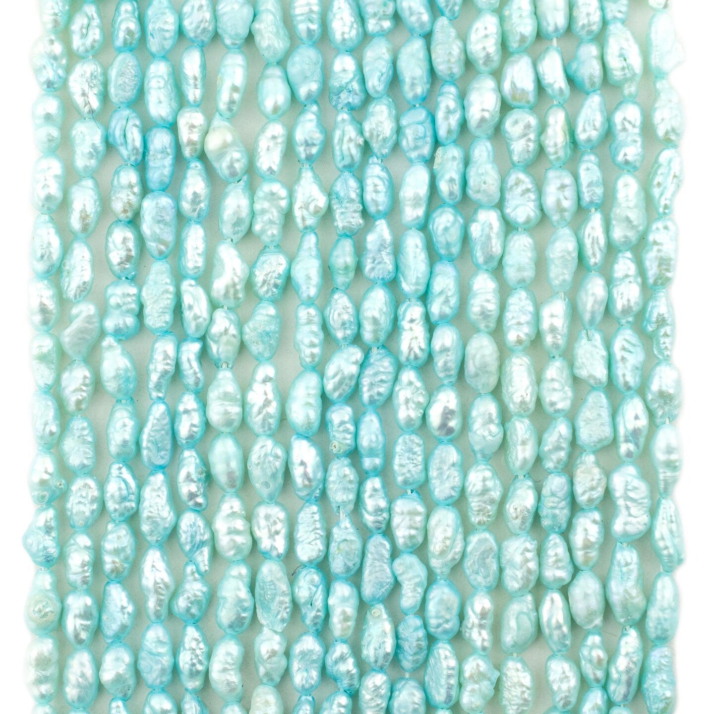 The Bead Chest Japanese Rice Pearl Beads: Vintage Pastel Blue 4mm Elegance | Full Strand