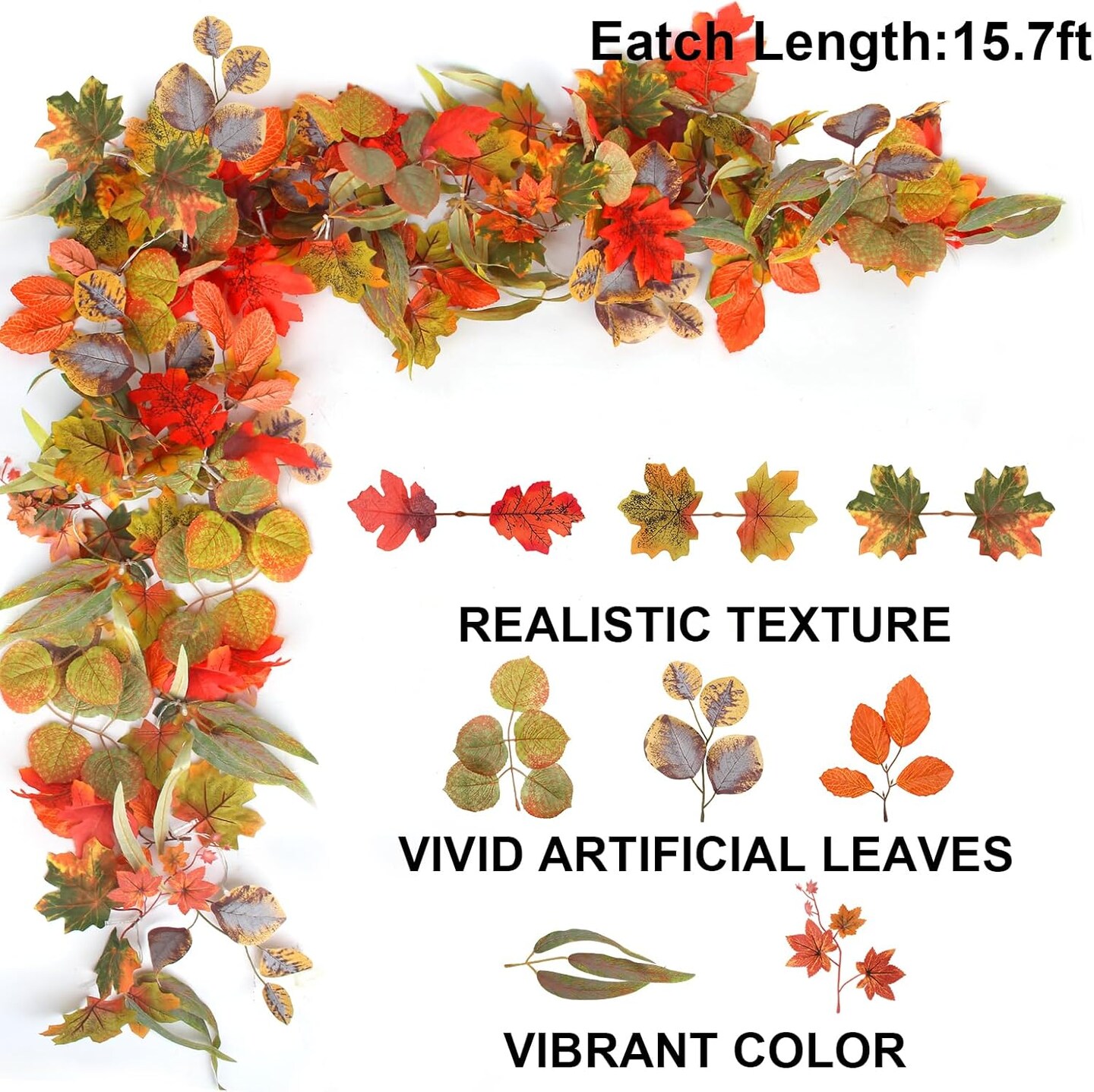 Thanksgiving Decorations Fall Garland String Lights with Timer (Early Autumn)