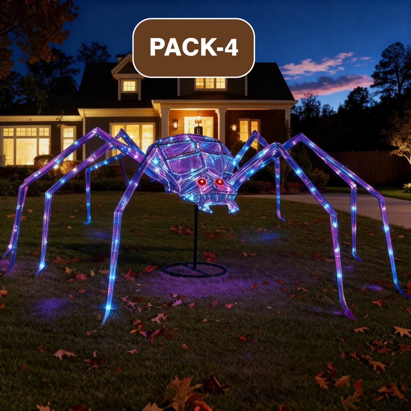 Pre-Lit Prismatic Spider with 120 Purple LED Lights | 5.5 Ft Halloween Decoration