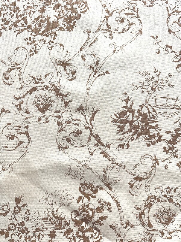 Allbore Toffee Floral Linen Drapery Fabric By the Yard