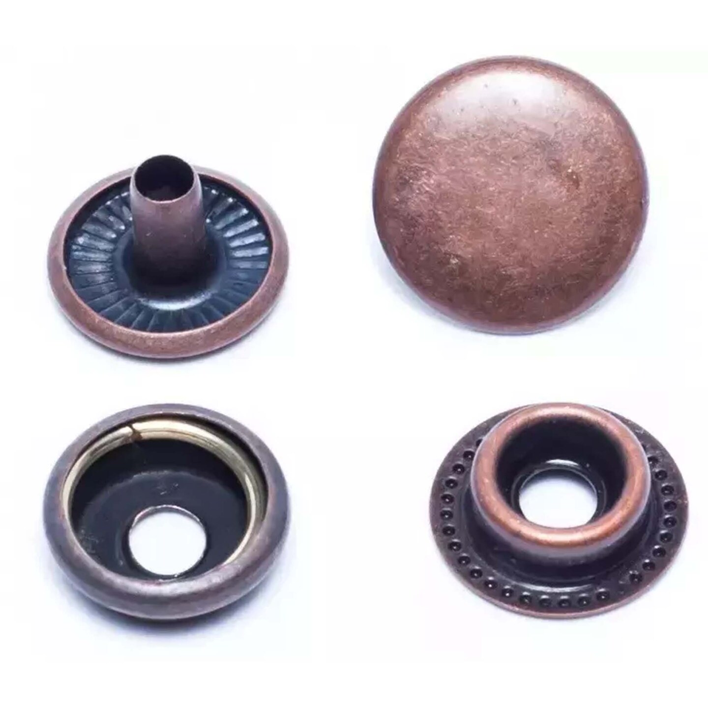 Double Cap Ring Snaps 4-Part Set Reversible Durable Fasteners 12.5mm 15mm