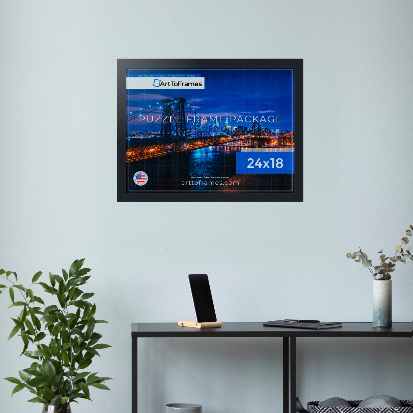 ArtToFrames 24x18 INCH / 61x46 CM Puzzle Frame for 300 piece Puzzles.This 1.25 Inch Custom MDF Frame for Puzzles Comes with Economy Acrylic, Available in Multiple Colors