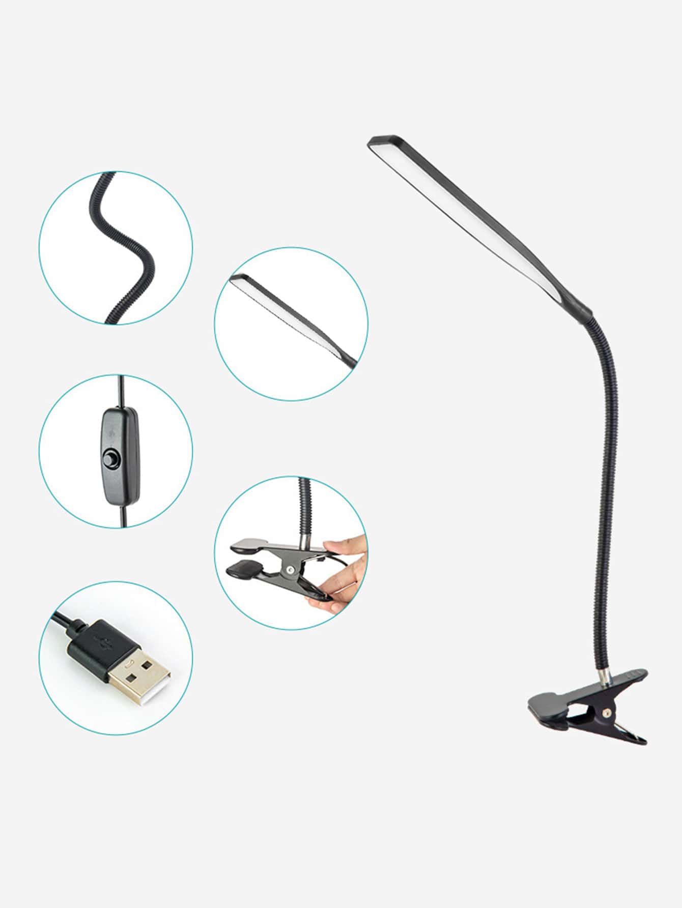 LED Swing Arm Table Lamp with Clamp, Flexible Gooseneck Task Lamp