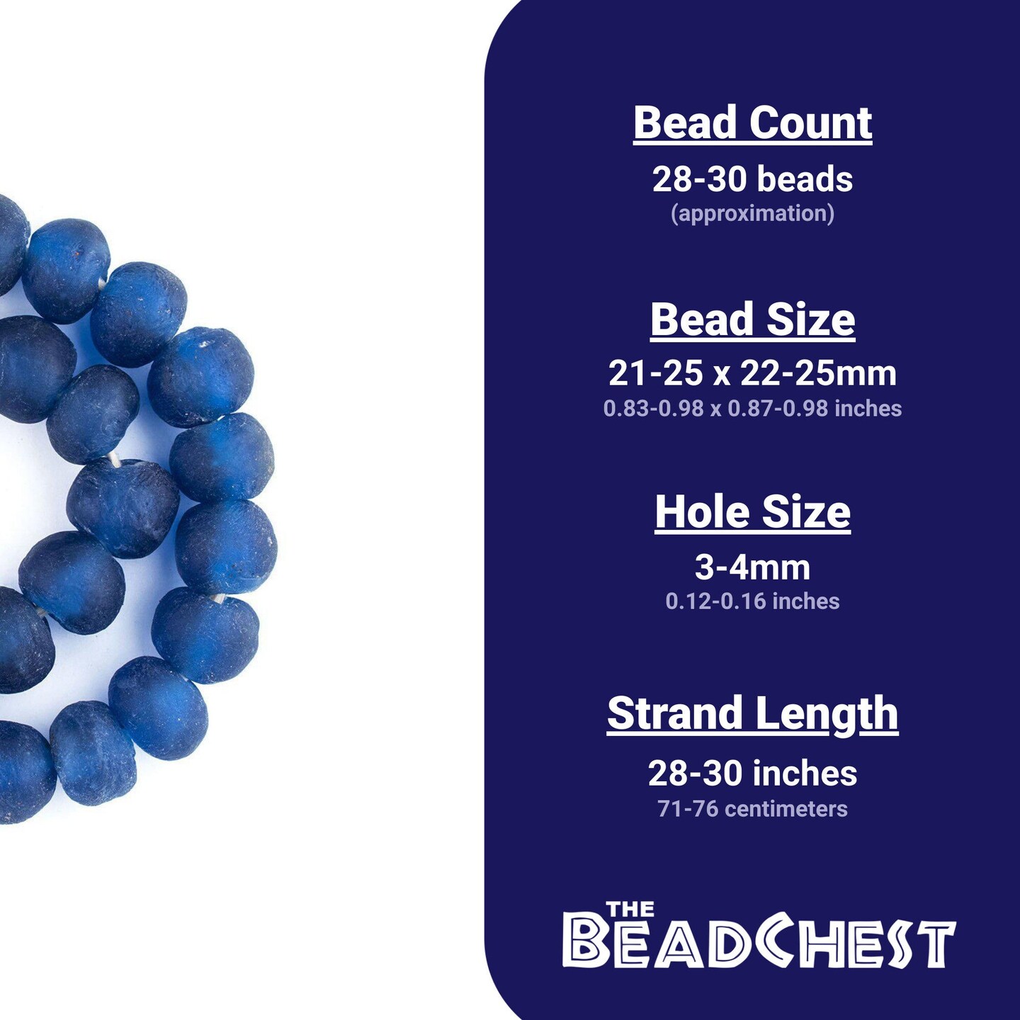 Jumbo Recycled Glass Beads, 21–25mm – African Sea Glass for Wall Hangings, Coffee Table Decor, Shelf Styling, and Home Accents – (Blue) – The Bead Chest