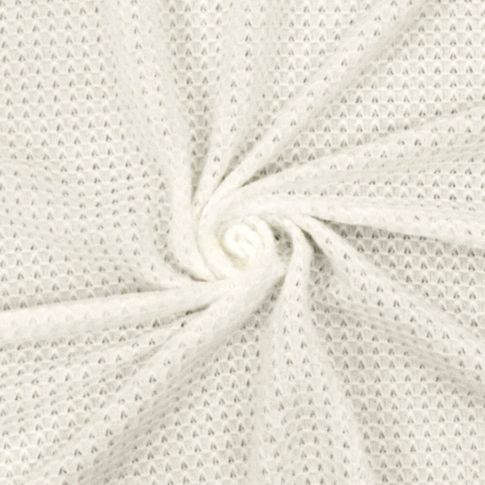 Ivory Solid Polyester-Cotton 3D Pique Knit Fabric By the Yard