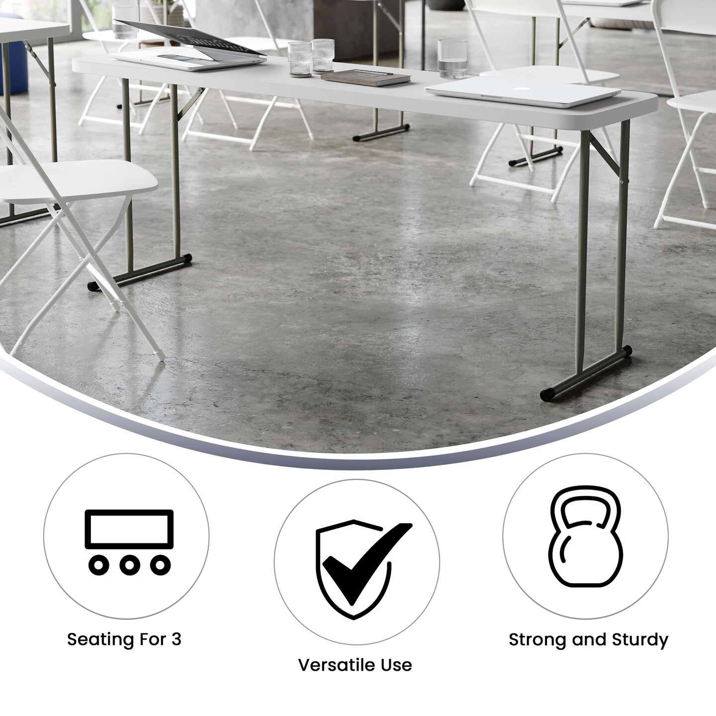 Emma and Oliver 70.8 Inch Plastic Folding Training Table