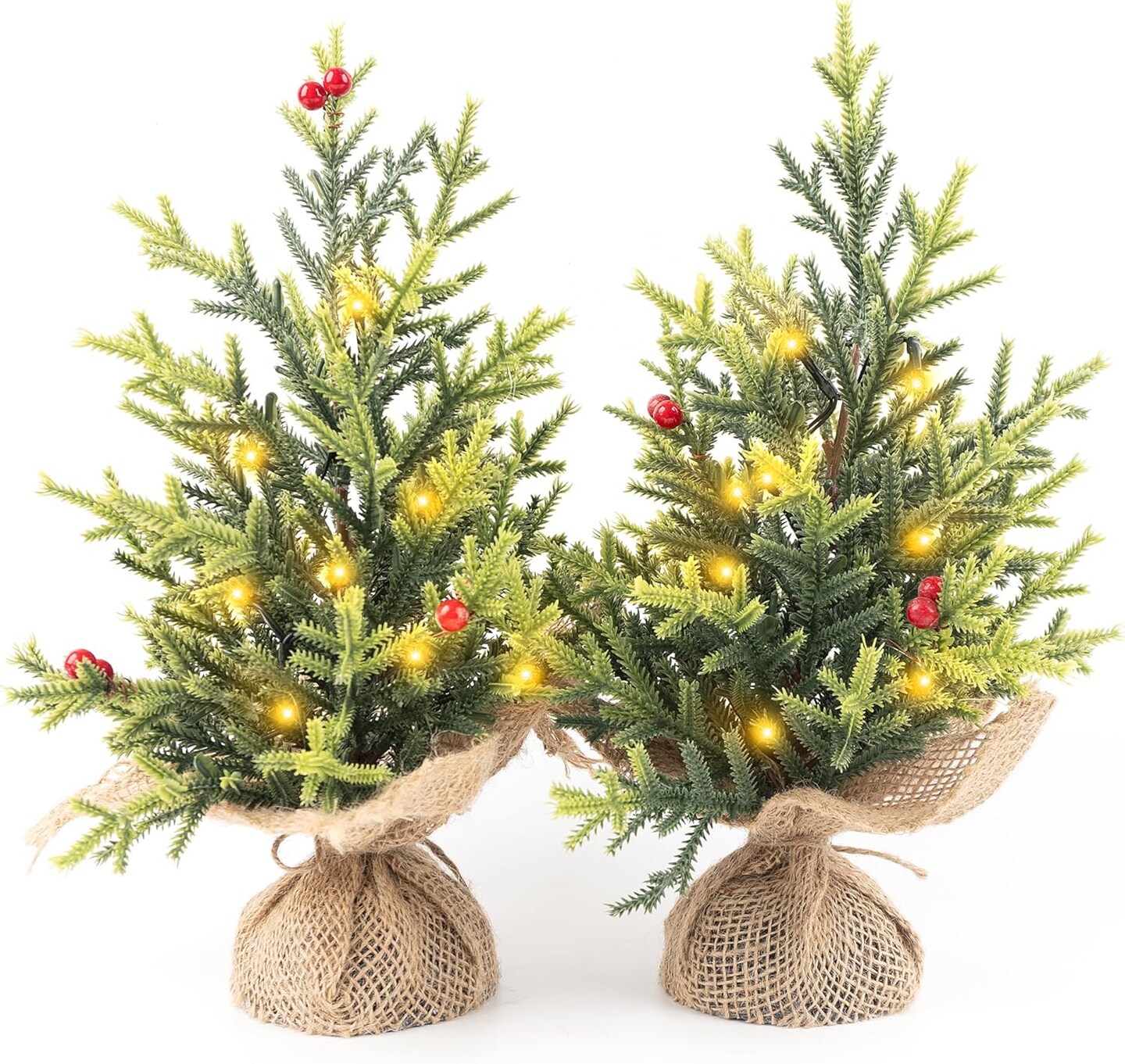 12 in Pre-lit Tabletop Xmas Decorations (Green) 3&#x22;D x 3&#x22;W x 12&#x22;H