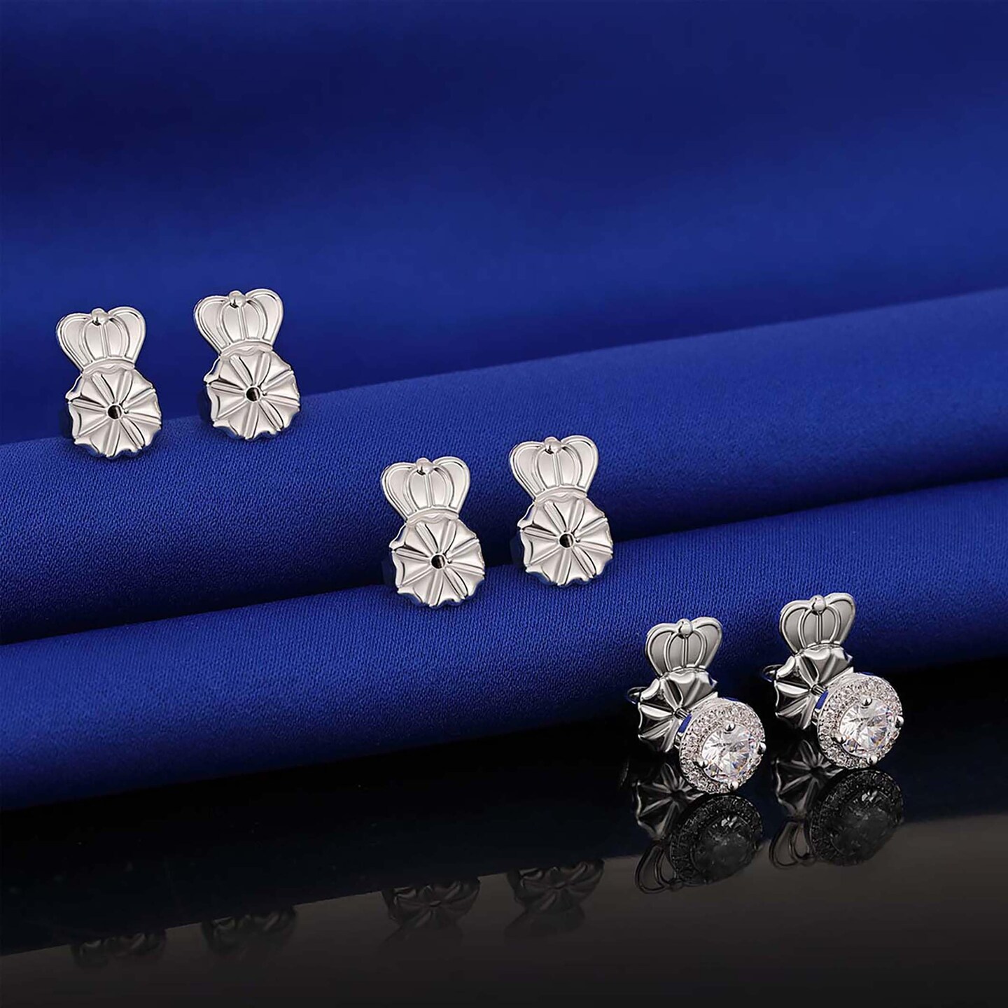 3 Pairs Earring Backs Lifters,Adjustable Silver Earring Backs for Droopy Ears,Hypoallergenic Earring Backs for Heavy Earring (Silver)