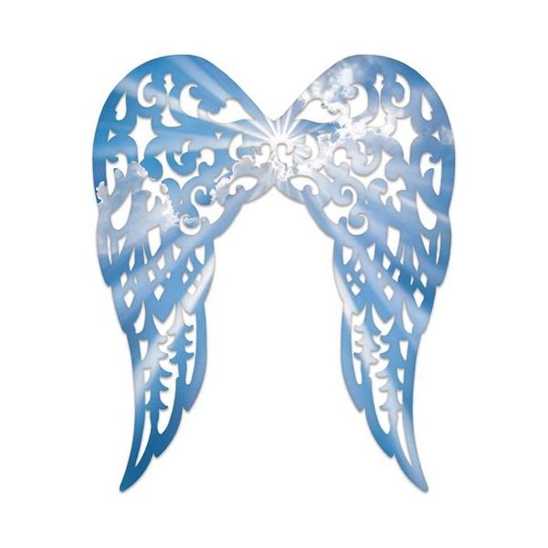 24&#x22; Metal Filigree Angel Wings: Sky Blue/White