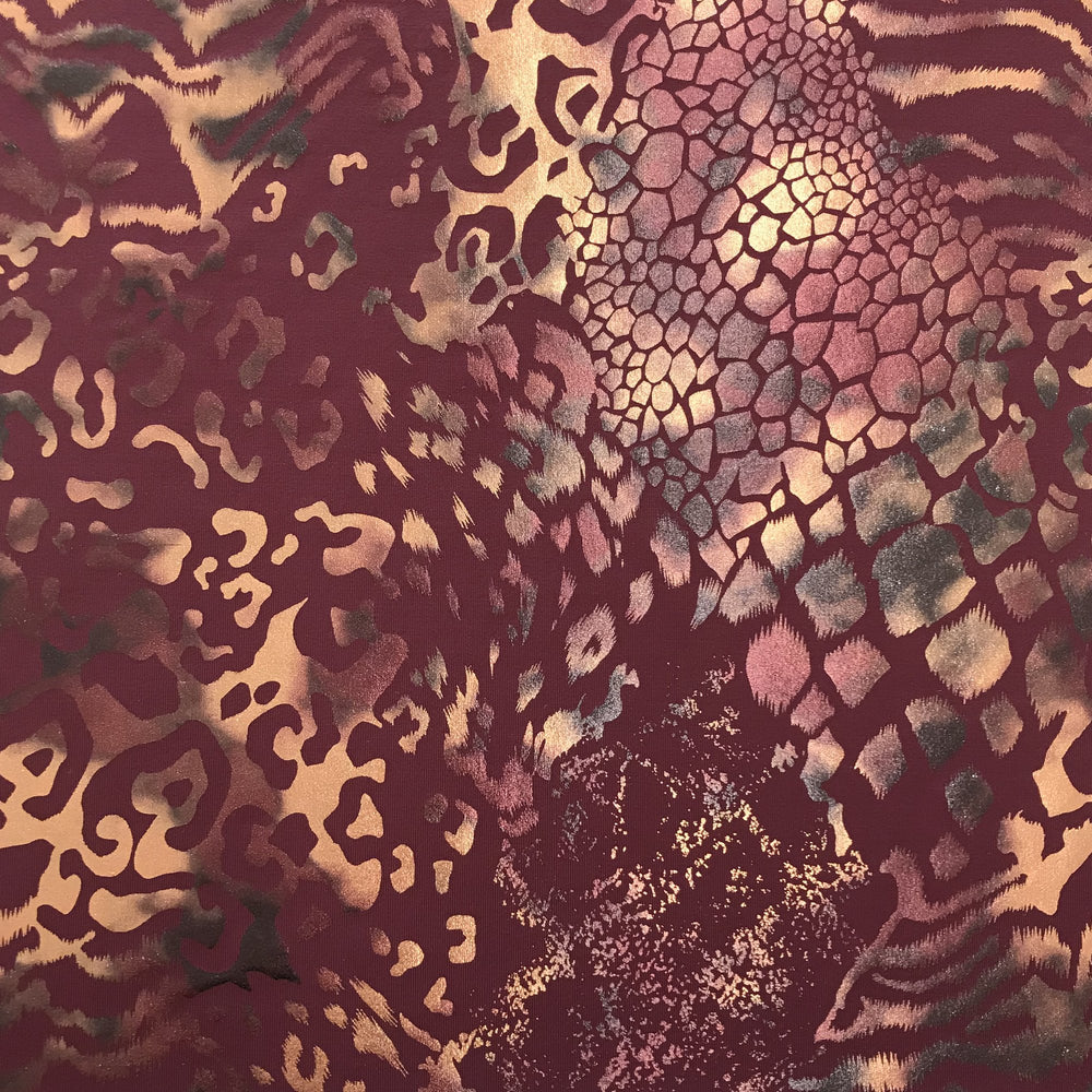 1 Yard Jungle Patch Foil Printed Superflex Heavy Compression Spandex Fabric