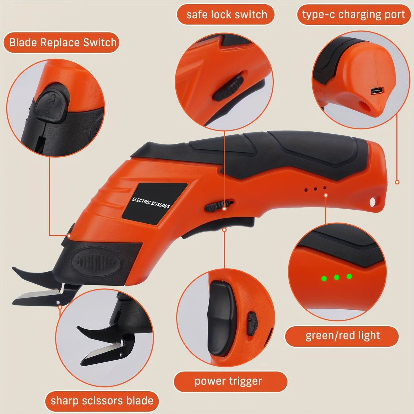 Cordless Electric Scissors, Compact Portable Electric Cutting Machine USB Charging