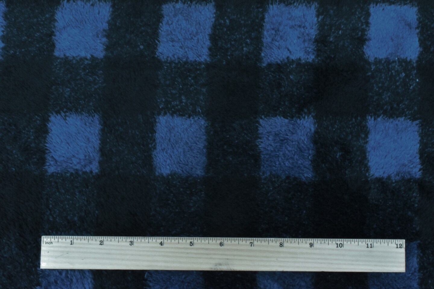 Blue-Black Check Printed Double Sided Sherpa Fleece Knit Fabric By the Yard