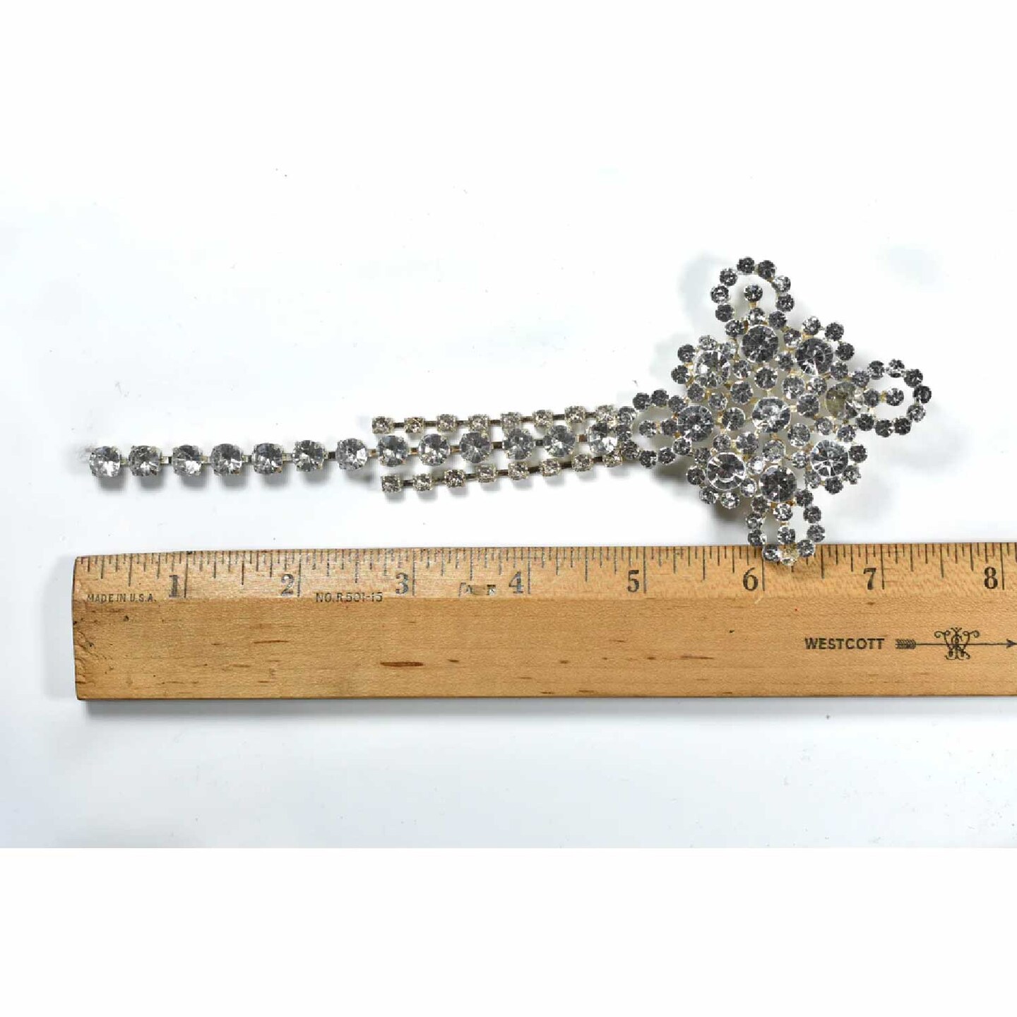 Elegant Dangling Rhinestone Crown Brooch for Bridal Dresses Jewelry 7.5 x 3 Inch