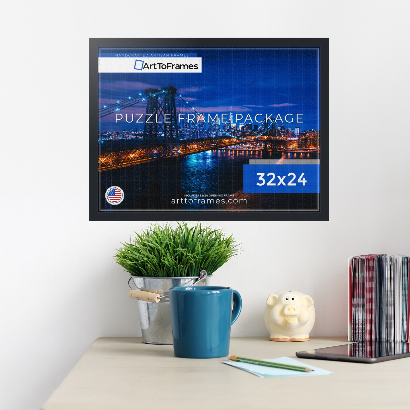 ArtToFrames 32x24 INCH / 81.28x60.96 CM Puzzle Frame for 1500 piece Puzzles.This 1.25 Inch Custom MDF Frame for Puzzles Comes with Economy Acrylic, Available in Multiple Colors