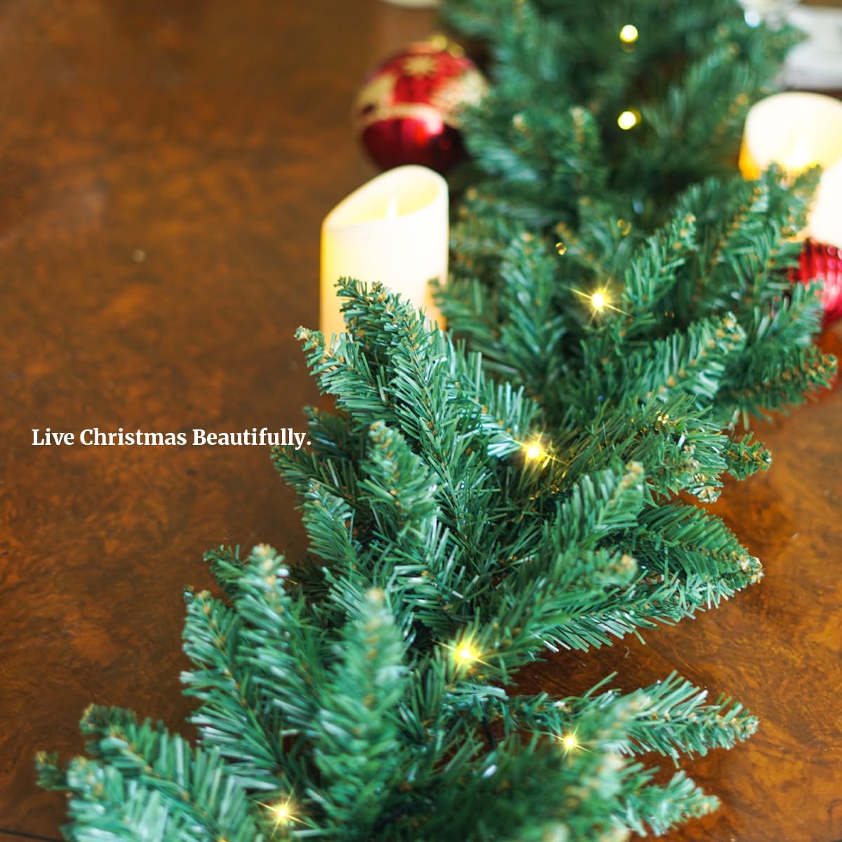 9FT Artificial Pine Christmas Garland for Mantle (Green)