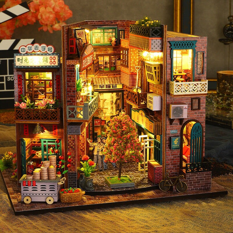 Time Imprint Dollhouse Kit - Miniature Wizardi Roombox Kit with LED Light F07M51-74-ES010-A