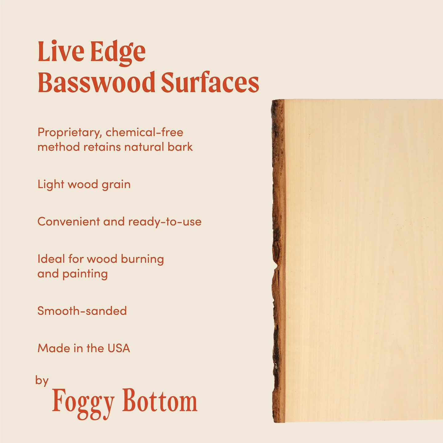 Premium Basswood Live Edge Planks, Natural Bark, 12-Pack for Laser Engraving & Woodburning