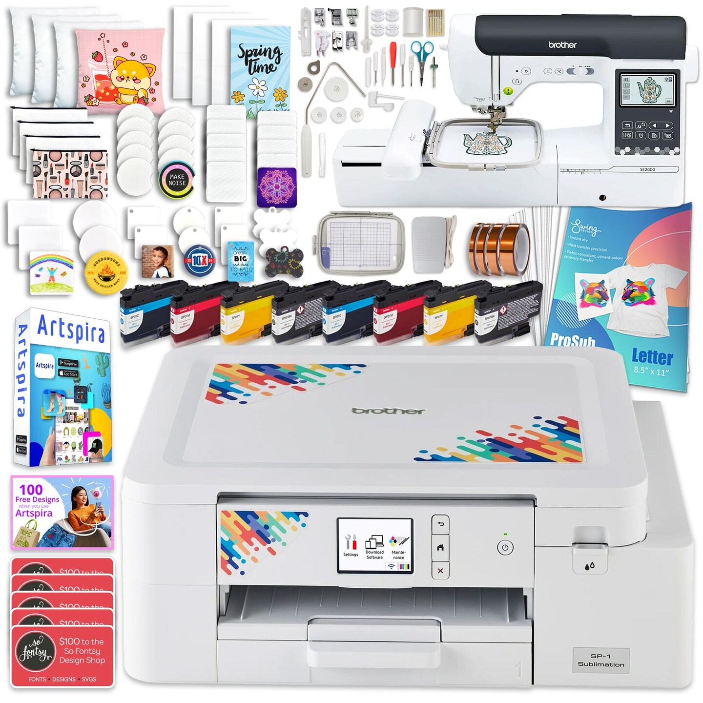 Brother SP-1 Sublimation Printer with SE2000 Combo Embroidery Machine