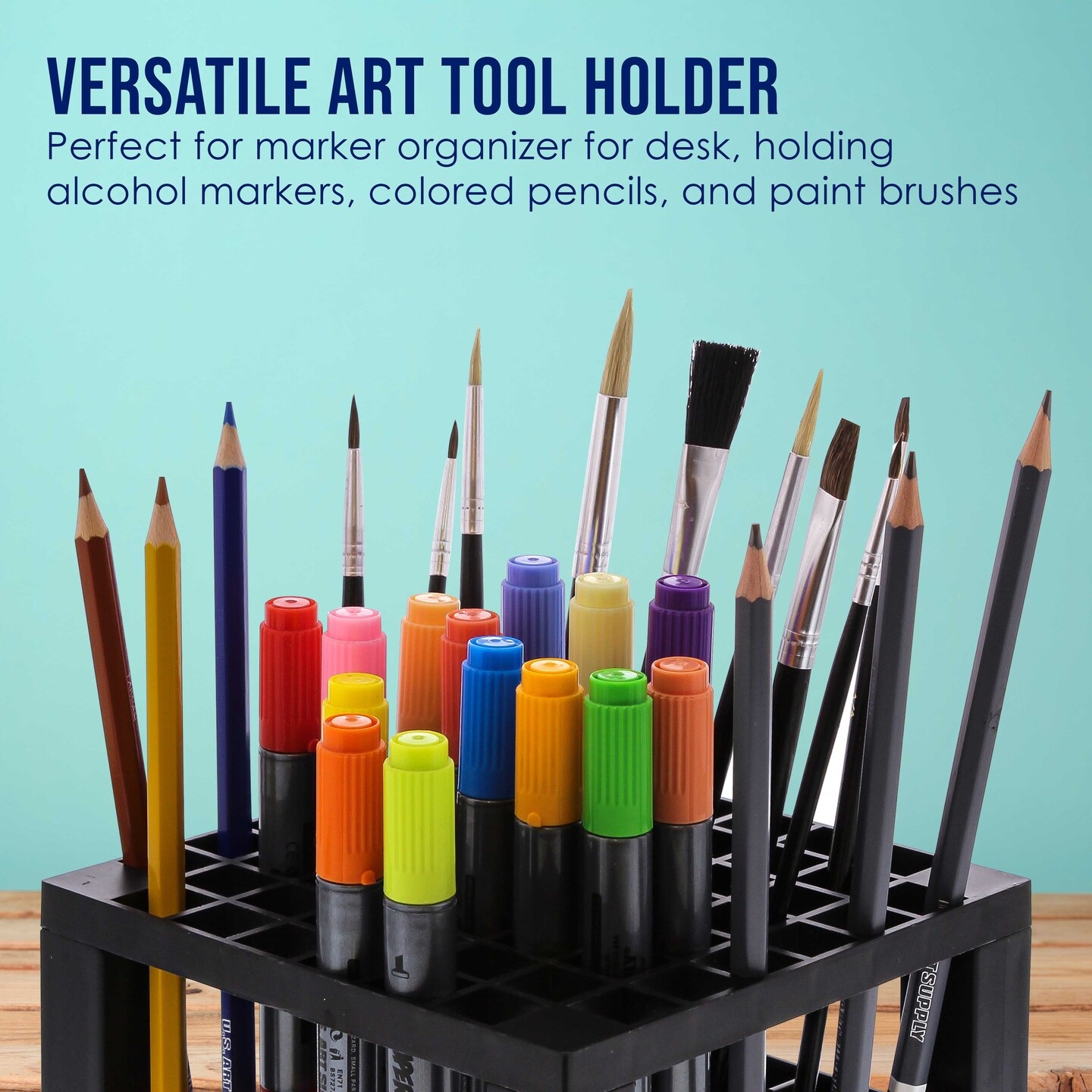 60 Slot Marker Organizer &#x26; Paint Brush Holder &#xE2;&#x20AC;&#x201C; Multi-Level Marker Storage, Pens, Brushes, Colored Pencils