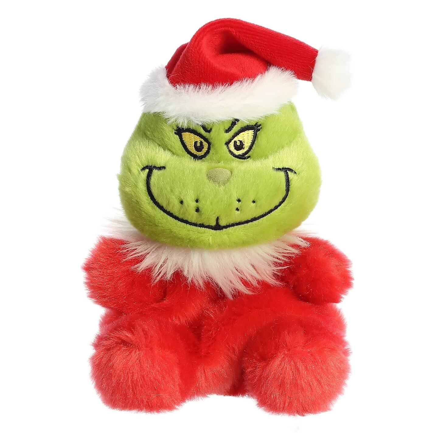 Aurora&#xAE; Whimsical Dr. Seuss&#x2122; Santa Grinch Palm Pals&#x2122; Stuffed Animal - Magical Storytelling - Officially Licensed - Red 5 Inches