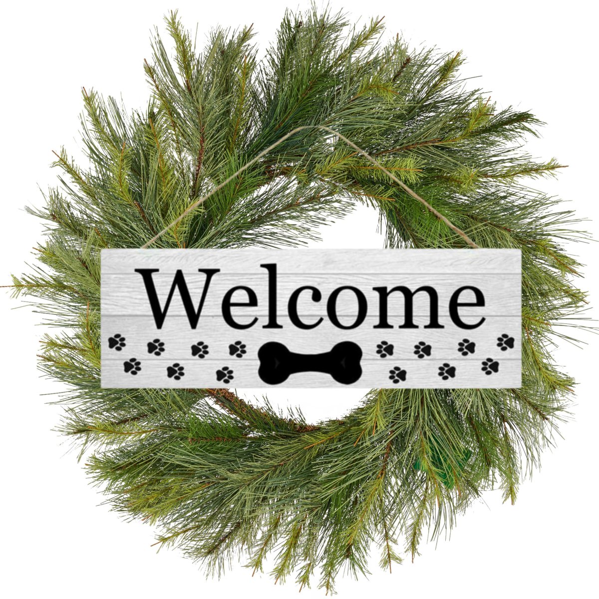 15&#x22; Wooden Sign: Welcome Dog w/Bone