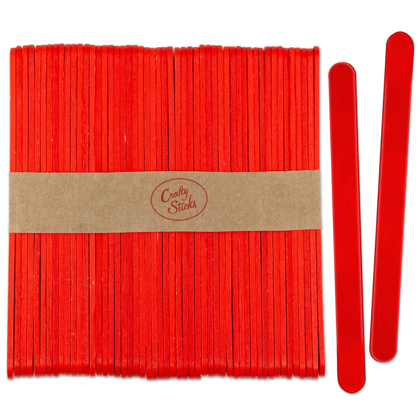 CraftySticks Colored Wood Craft Sticks 4.5 Inch, Red Orange Yellow Green Blue Purple White Black Pink Brown Popsicle Sticks