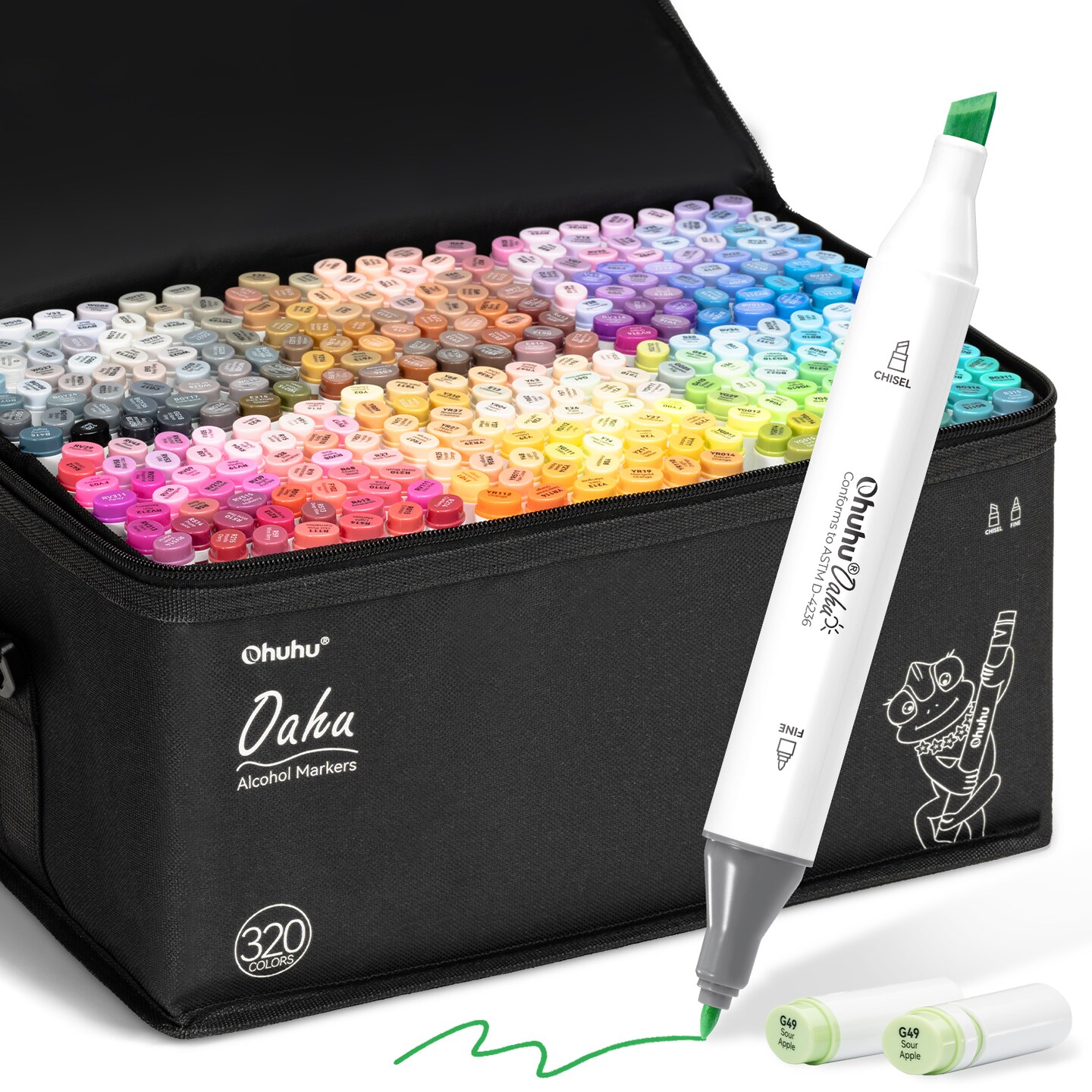 Ohuhu Alcohol Markers 320 Colors - Chisel & Fine Double Tipped Art Markers for Artists Adults Coloring Drawing Sketching Illustration - Alcohol-based Refillable Ink
