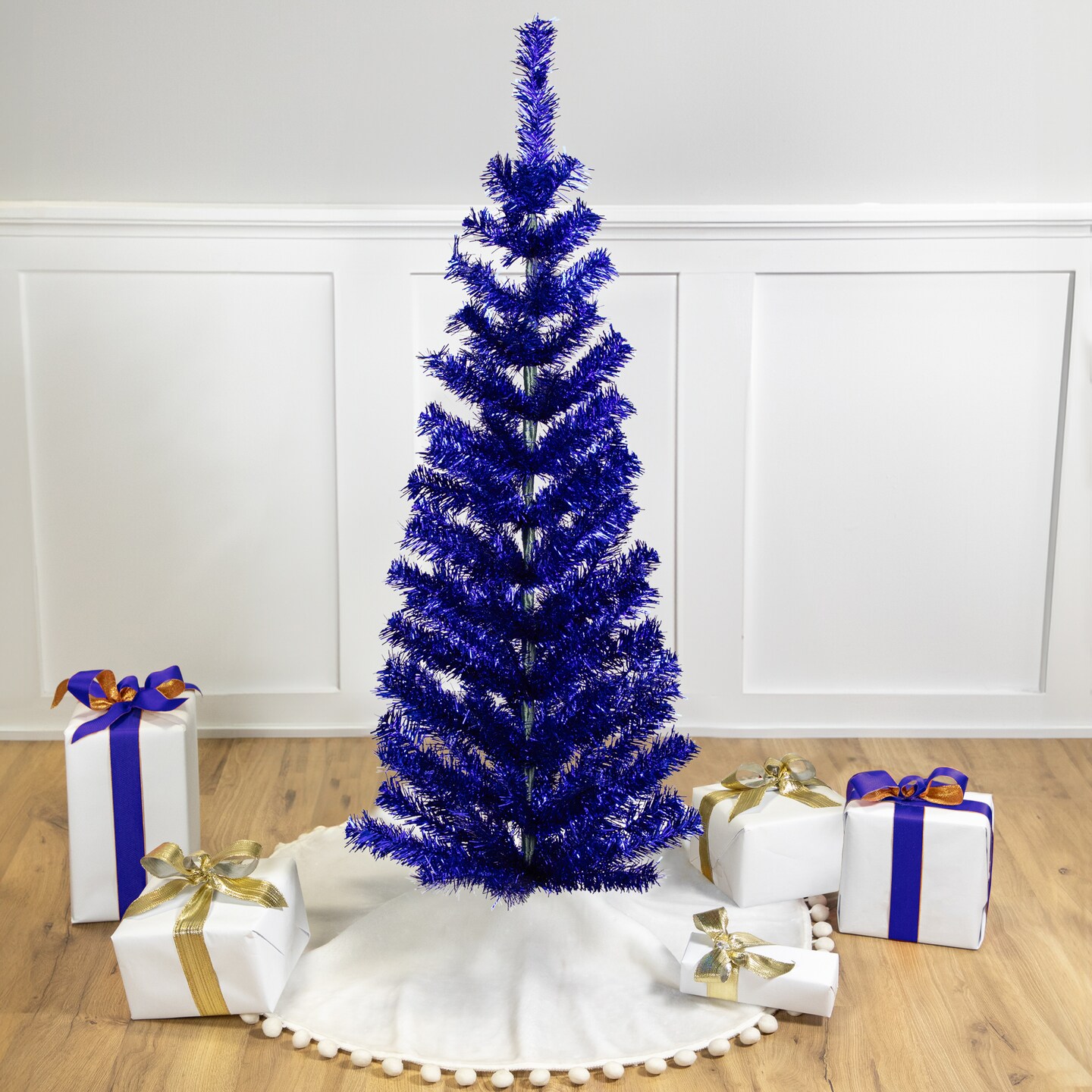 Northlight Artificial Tinsel Christmas Tree - Deep Blue - 4' - Unlit